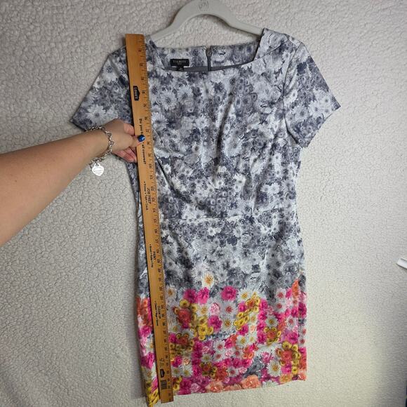 Talbots 6P Floral Cotton Square neckline Classy Dopamine happy dress Bodycon Zip - Picture 5 of 15
